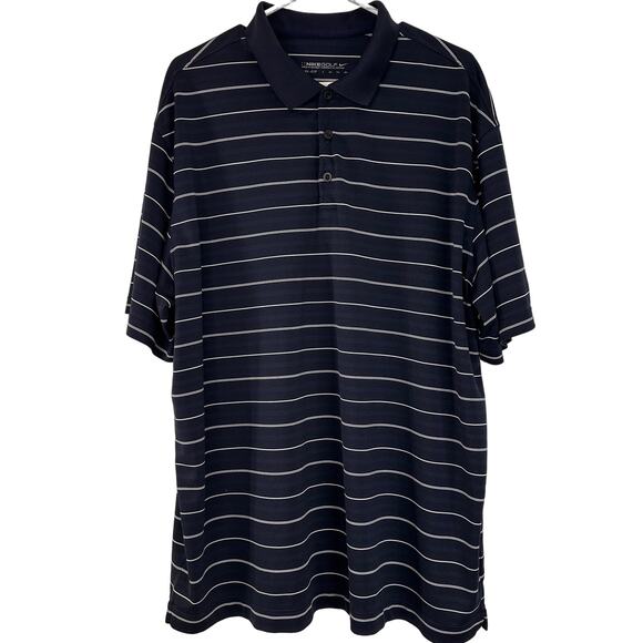 Nike Golf Dri-Fit Blue & White Stripe Polo Shirt Size XXL - Picture 1 of 6